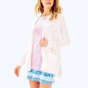 LILLY PULITZER ARIELA WHITE OPEN CARDIGAN SIZE XL